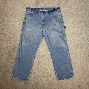 Red Kap Carpenter Work Jeans Men's Size 40x30 Five Pocket Hammer Loop Distressed